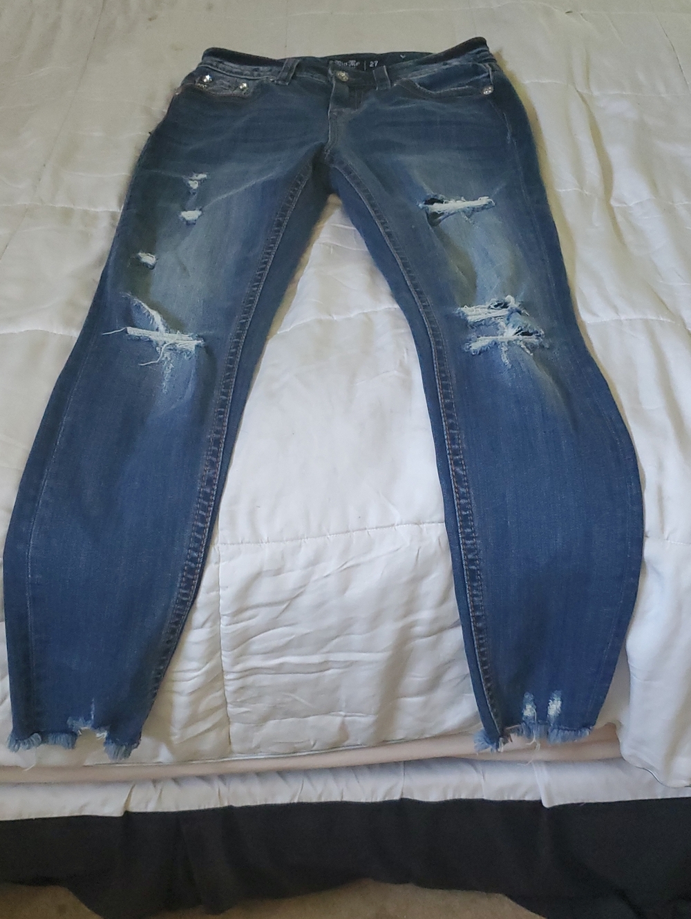 Miss Me Distressed Dark Blue Skinny Jeans